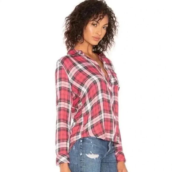 Rails Hunter Scarlet Ash White Plaid Button Down Top Size Extra Small - Picture 4 of 16